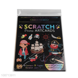 New arrival cartoon pirates children diy scratch art card painting toys