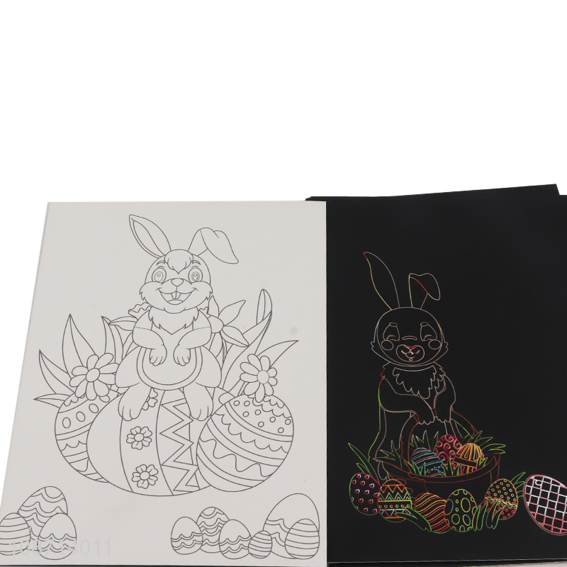 Factory direct sale easter series children diy painting scratch art paper wholesale