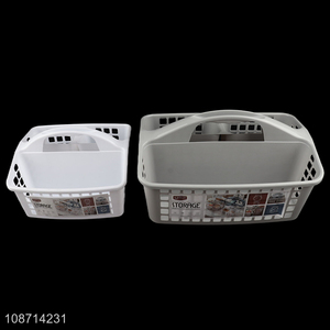 New product 3-compartment plastic bathroom storage basket with handle