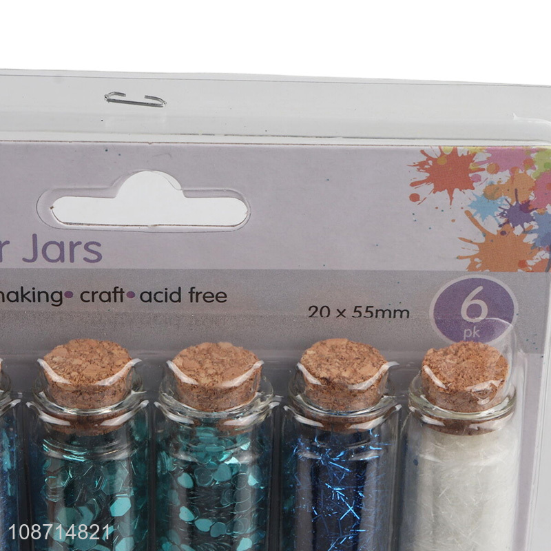 Hot items 6pcs glass glitter jar diy toys set for sale