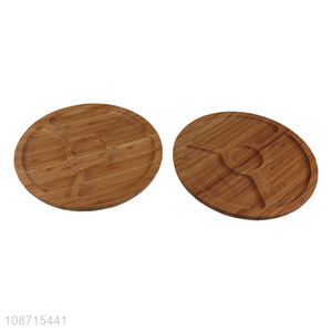 Wholesale 5-compartment bamboo wood serving platter fruit serving tray