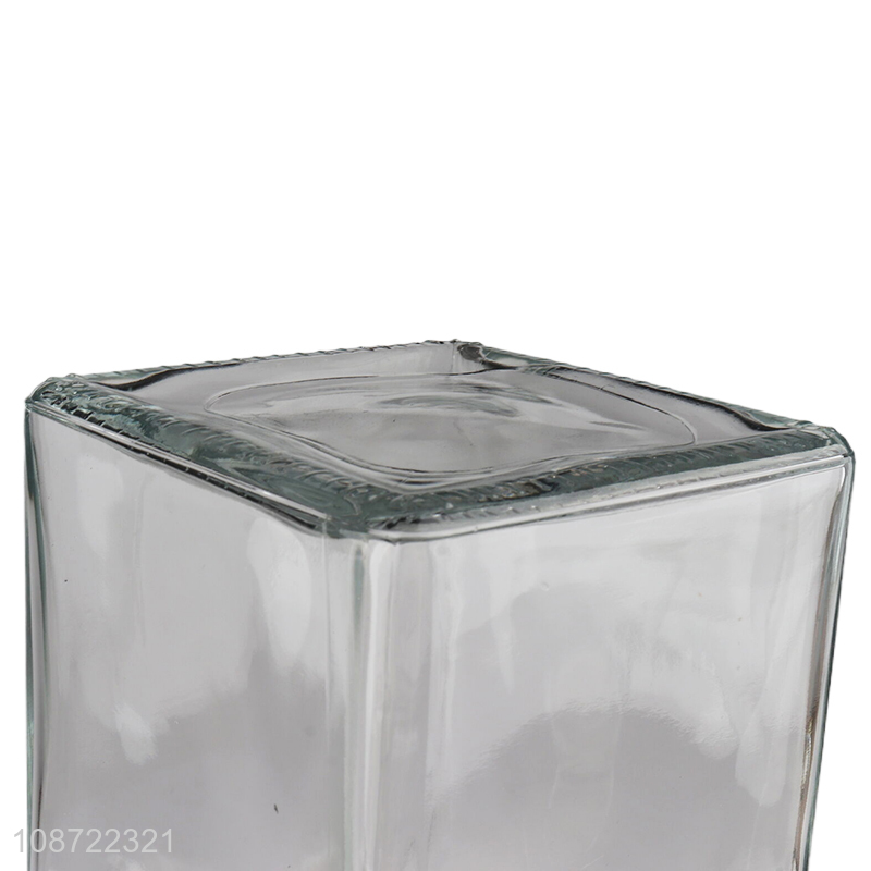 Online wholesale square clear glass food container candy snack storage jar