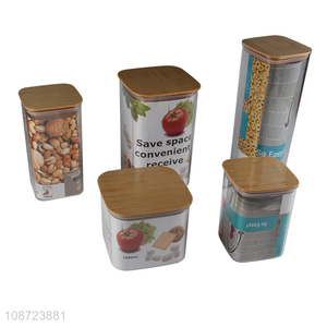 Good quality clear multi-purpose plastic airtight storage jar with bamboo lid