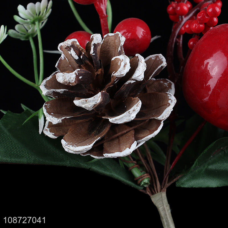 Yiwu market artificial Christmas floral picks twigs artificial pinecone picks