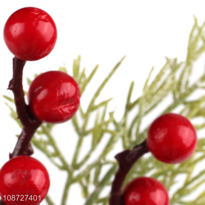 Wholesale artificial Christmas branch artificial pine picks with red berries