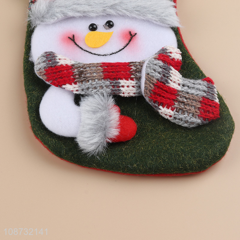 High quality 3D soft plush fabric Christmas stocking bag with snowman