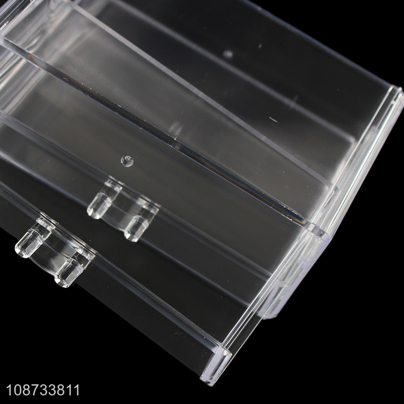 Good selling clear plastic makeup cosmetic display storage box with drawer