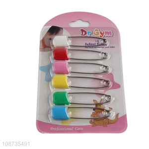 Good price 6 pieces plastic head safety pins baby nappy pins