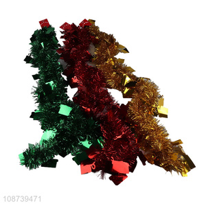 Wholesale metallic Christmas tinsel garland shiny twist tinsel for decor