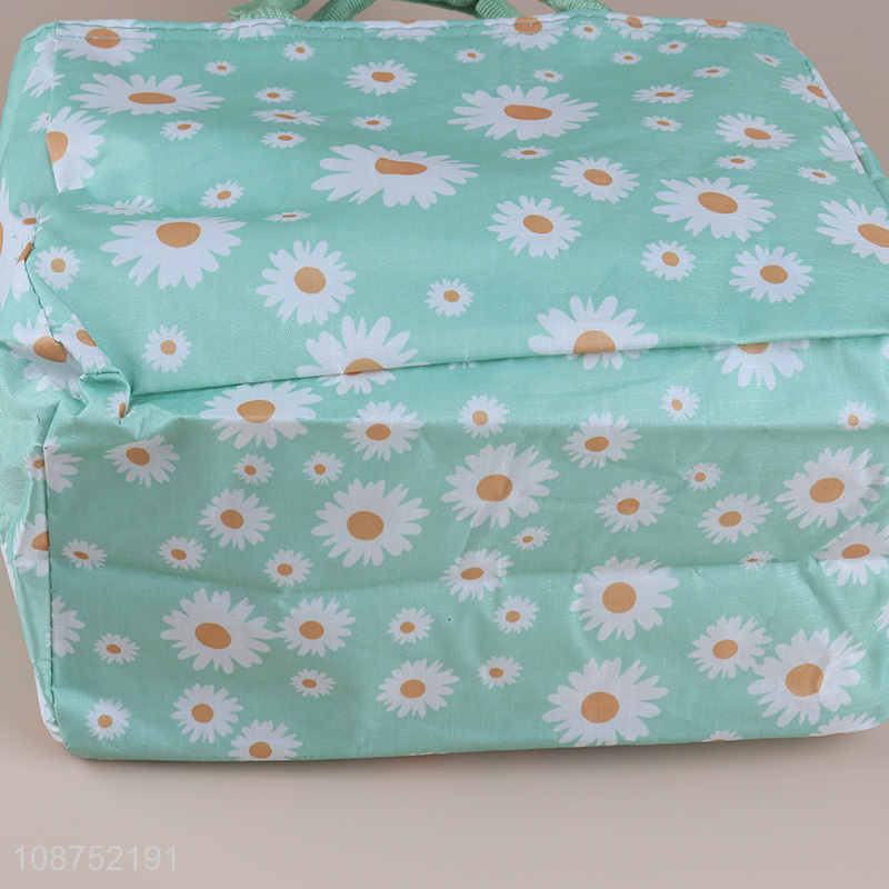 High quality daisy flower printed insulated lunch bag reusable cooler bag