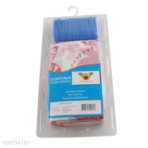 Low price plastic <em>bath</em> shower <em>curtain</em> set with 12 <em>curtain</em> hooks