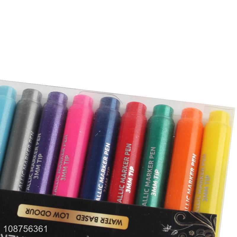 Wholesale 10 pieces water based metallic markers for coloring drawing