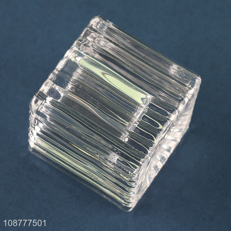 Good quality square clear glass taper candle holder