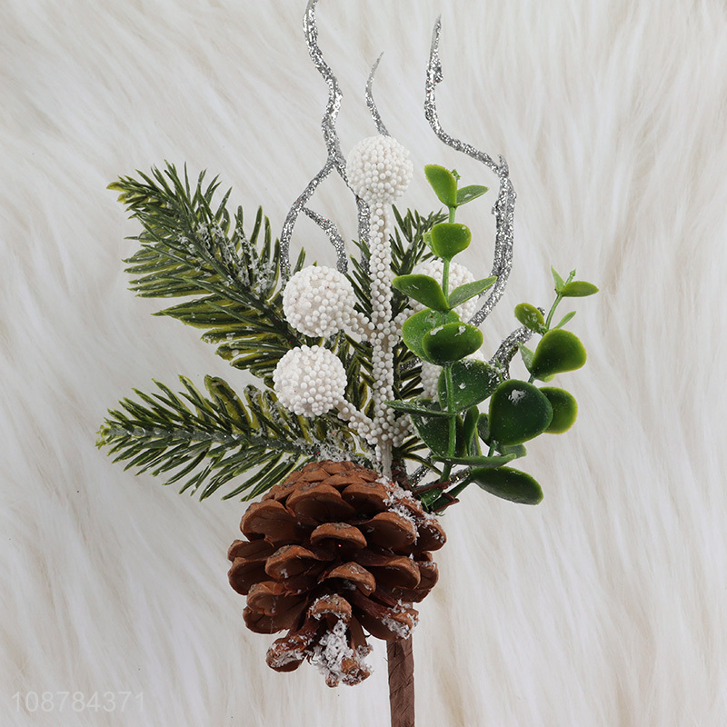 New product artificial Christmas pine picks with pinecones