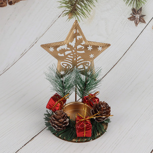 Hot selling metal Christmas candle holder pine cones candlestick