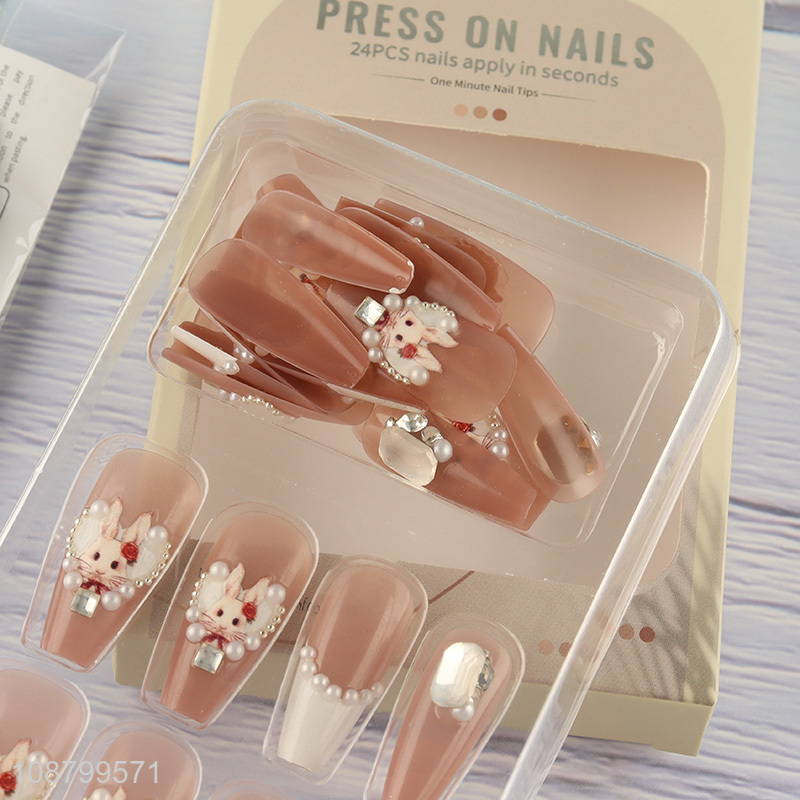 New product 24pcs press on nails sticky on nails