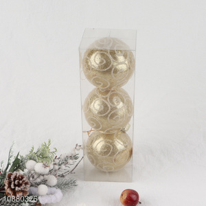 Best sale golden 3pcs christmas ball for xmas tree decoration