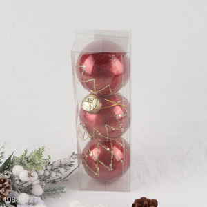 Good selling red 3pcs round christmas ball wholesale