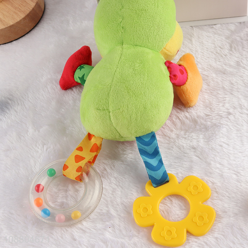 High quality hanging soft plush rattle musical toy for babies