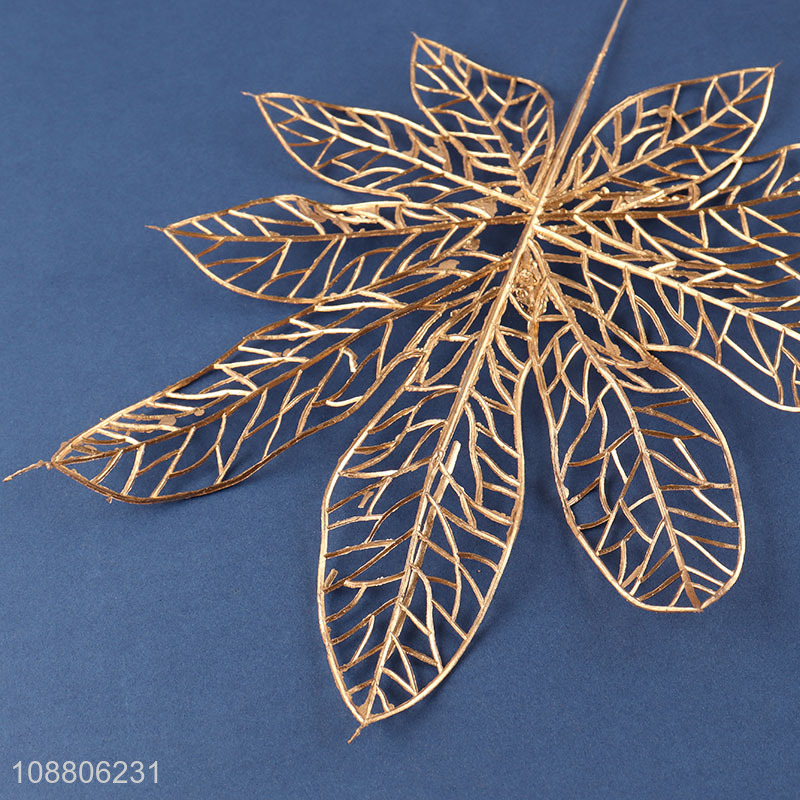 Wholesale metallic faux plant leaves for table decoration