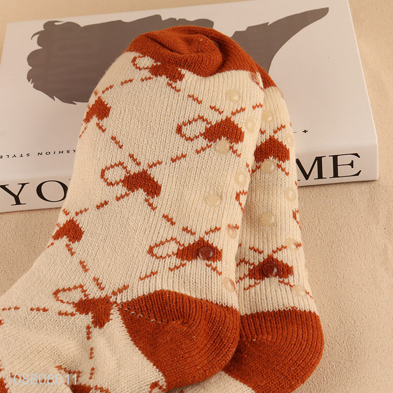 High quality women winter warm soft non-slip slipper socks