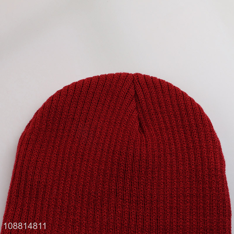 China factory red winter warm knitted hat beanies hat