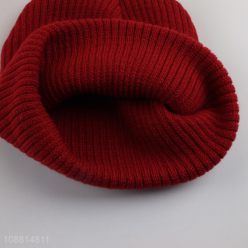 China factory red winter warm knitted hat beanies hat