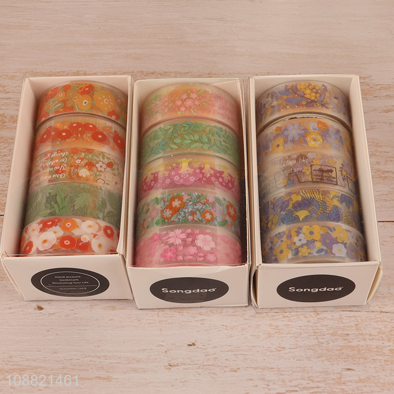 Wholesale 4 rolls floral washi paper tape set for gift wrapping