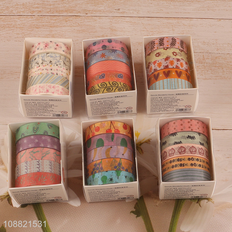 Wholesale 5 rolls washi paper tape set for scrapbooking