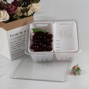 New product refrigerator storage box with lid & 2 drain baskets