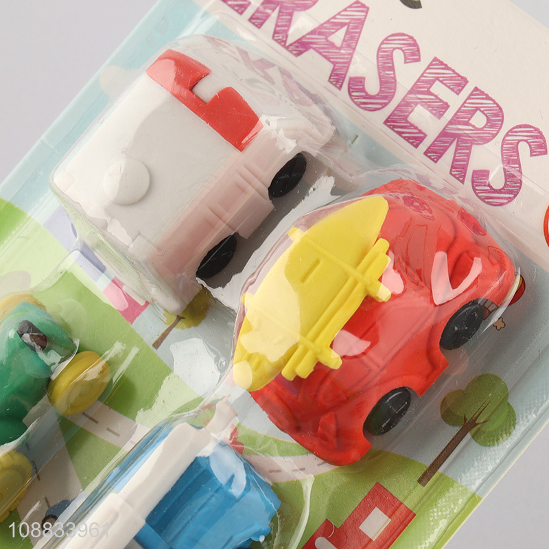 Yiwu market 4pcs traffic series stationery eraser set