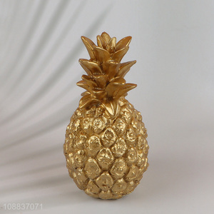 Hot selling gold resin pineapple statue for living room decor