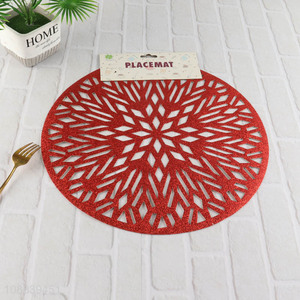 Good sale red hollow round pvc dinner mat place mat wholesale