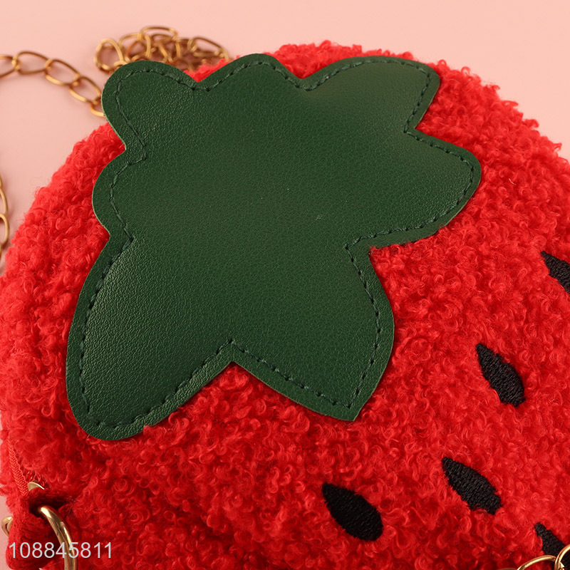 Wholesale cute strawberry shaped lipstick pouch crossbody bag