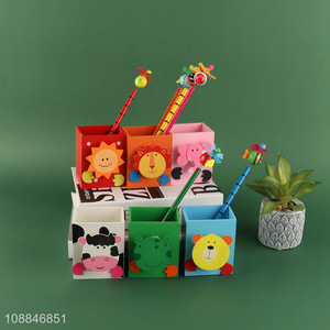 Good quality cartoon wooden <em>pencil</em> storage <em>box</em> pen holder