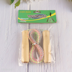 Wholesale wooden handle adjustable <em>skipping</em> <em>rope</em> for kids adults