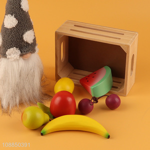 Good selling children artificial fruits toys with wooden storage box