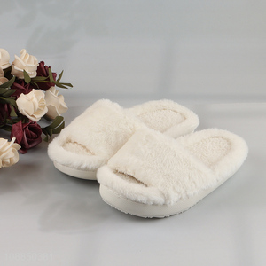 New arrival winter white plush warm slippers for women