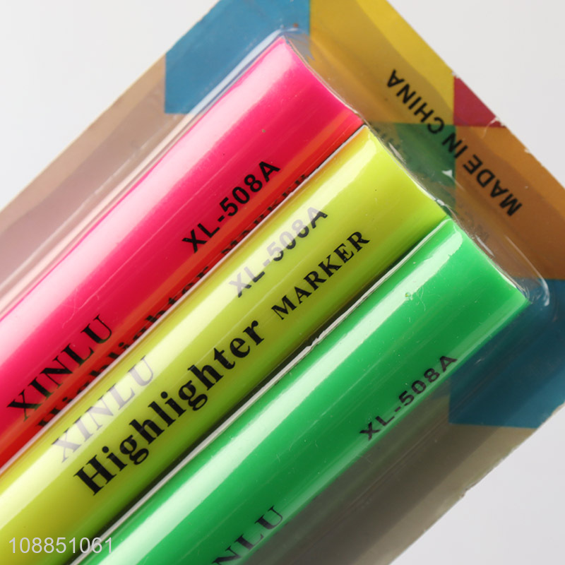 Online wholesale 3 colors chisel tip highlighters for underlining