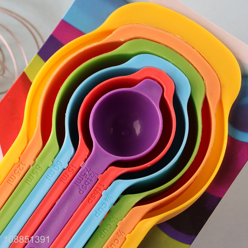 Good price 6pcs colorful plastic measuring spoons set for baking