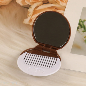 Wholesale chocolate cookie shape makeup mirror folding cosmetic mirror