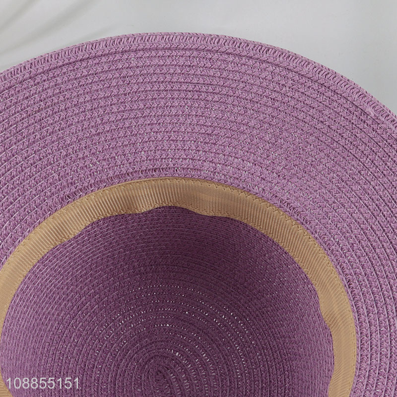 Factory supply purple summer outdoor sun hat straw hat for ladies