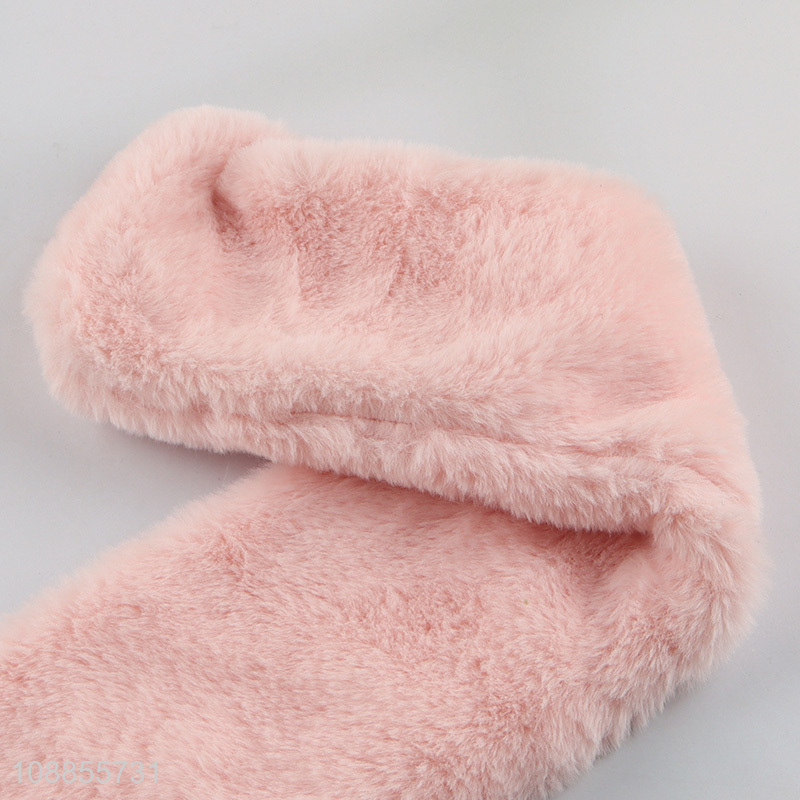 Low price pink rabbit warm kids super soft plush scarf