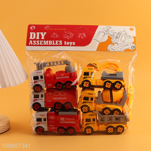 Factory wholesale diy fire fighting truck free assembly take apart toys