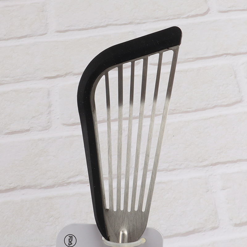 New arrival stainless steel slotted fish spatula with silicone edge