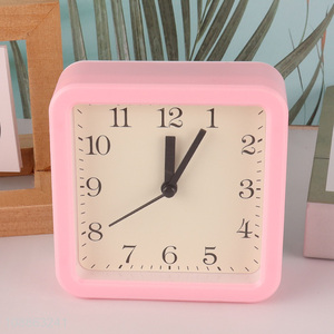 Most popular square pink alarm clock desk clock for students