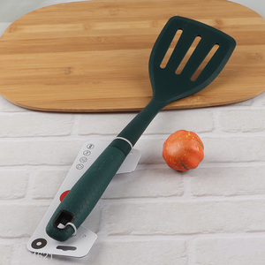 Hot selling heat resistant silicone slotted spatula with plastic handle