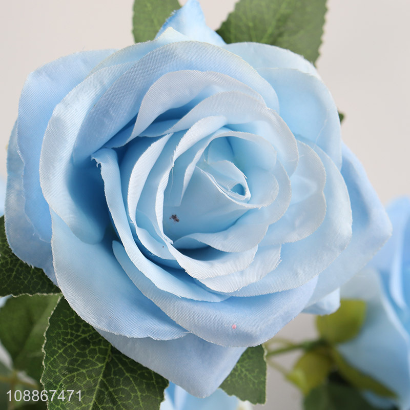 Top sale artificial blue rose flower fake flower for indoor decoration