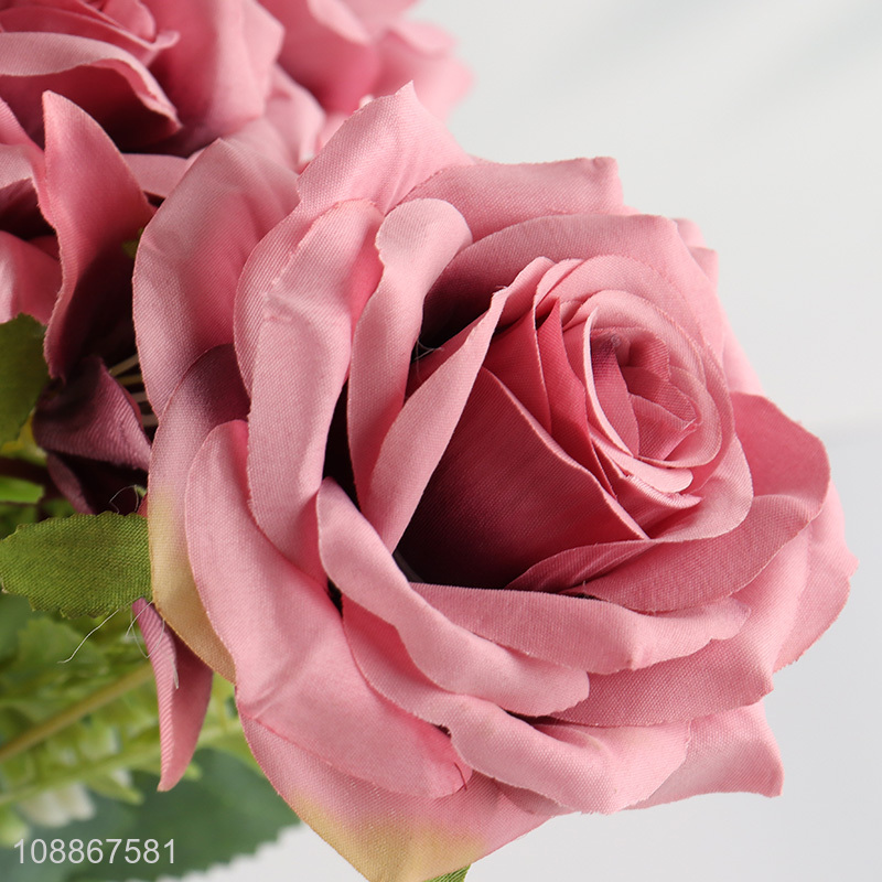 Yiwu market wedding bouquet flower artificial rose flower