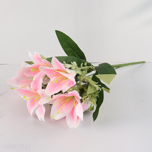 Top selling artificial flower lily flower bouquet for wedding decor